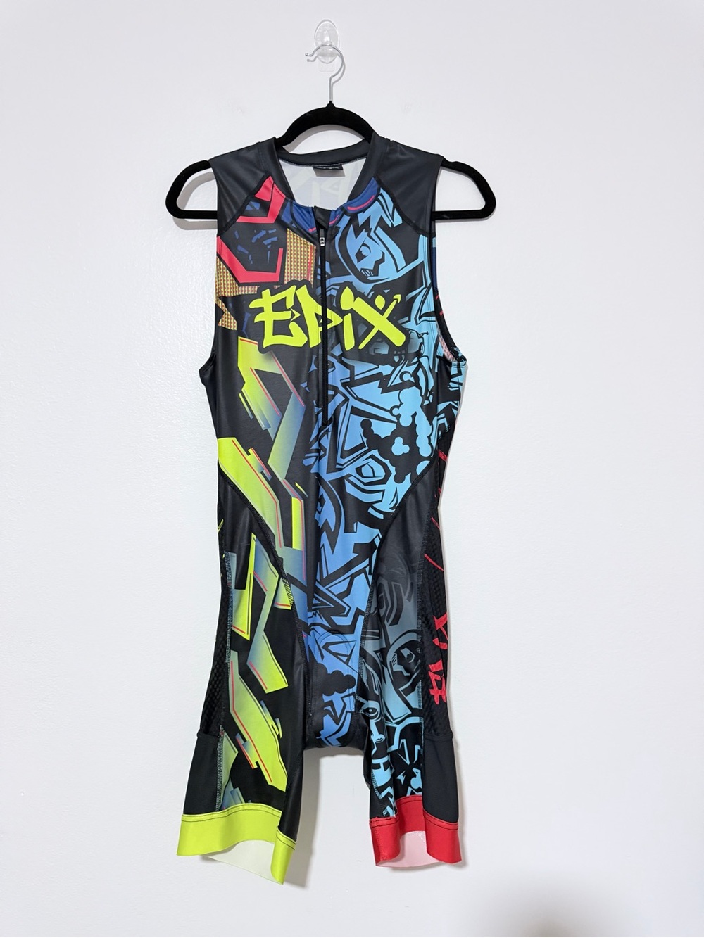 Epix Gear Triathlon Suit Mens L Graffiti Sleeveless Cycling Race Skinsuit Black